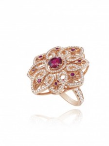 Rubellite ring in 18ct rose gold from Precious Temptations Collection, set with 1 rubellite and diamonds.
