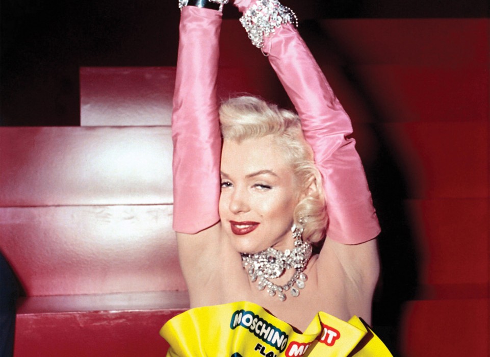 Marilyn Monroe in Gentlemen Prefer Blondes, 1953.  Dress by Moschino, 2014.