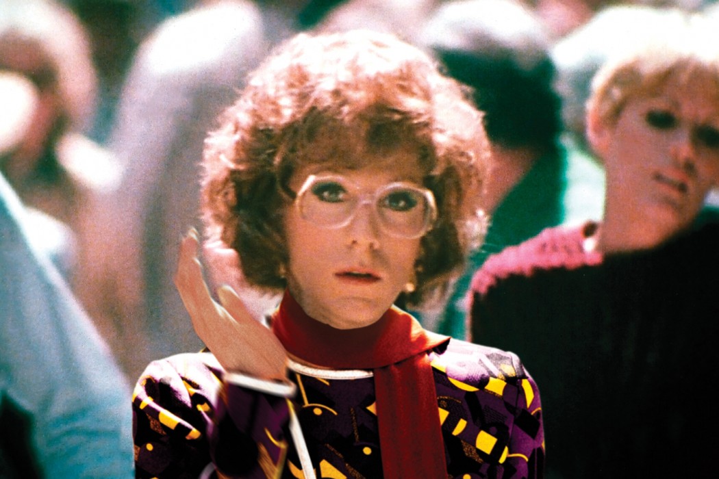 Dustin Hoffman in Tootsie, 1982.
Dress and scarf by Prada, 2014.