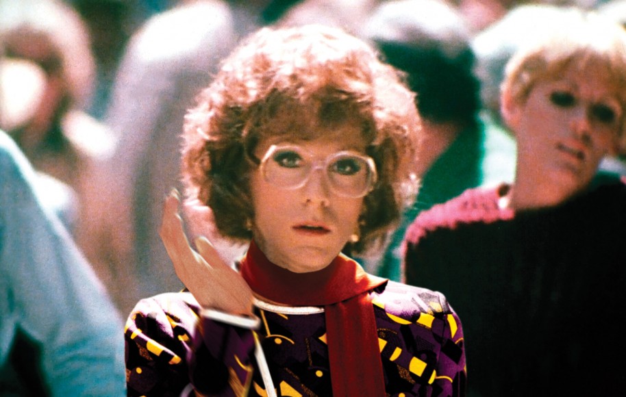 Dustin Hoffman in Tootsie, 1982.  Dress and scarf by Prada, 2014.