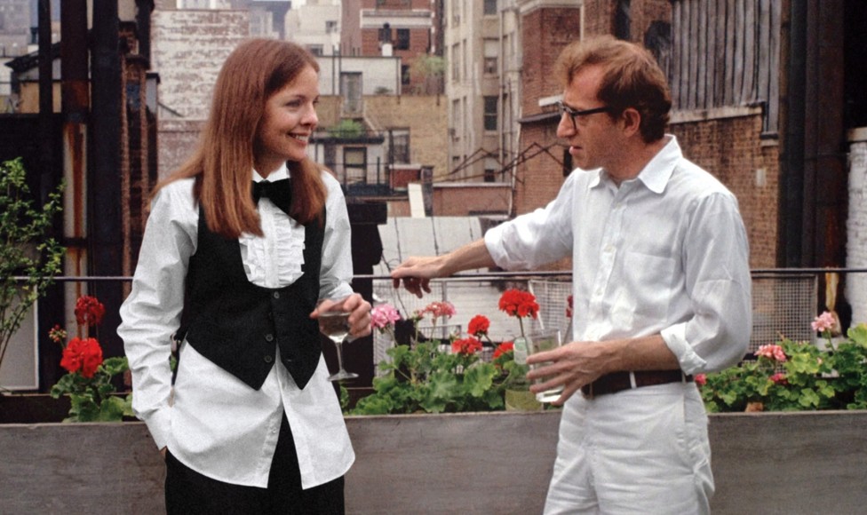 Diane Keaton in Annie Hall, 1977.  Blouse, bow tie, waistcoat, and trouser by Saint Laurent, 2014.