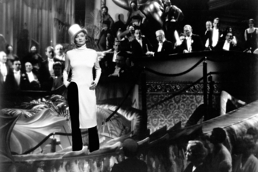 Marlene Dietrich in Blonde Venus, 1932. Top and pants by Balenciaga, 2014.